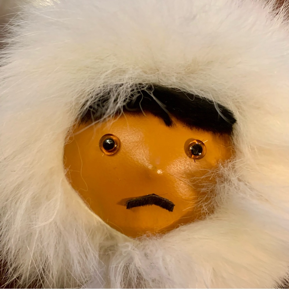 COPY - Alaska Souvenir Eskimo Doll Figure Felt Rabbit Fur Poland Vintage